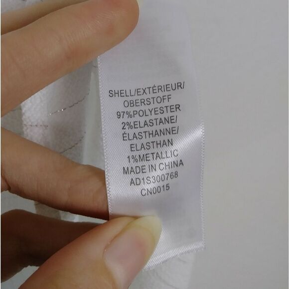 Adrianna Papell White & Silver Pinstriped Sleeveless Blouse - Picture 7 of 7